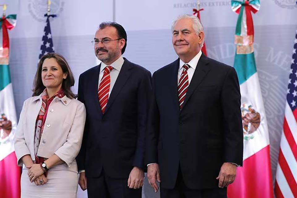 Rex Tillerson EEUU Luis Videgaray México Cristhya Freeland Canadá