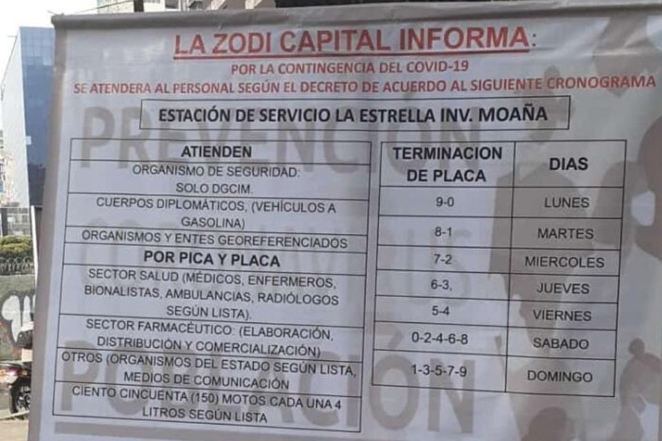 Estaciones de servicio gasolina cuarentena