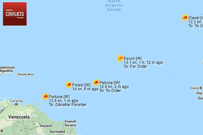 El tanquero iraní Fortune entró a aguas territoriales la noche de este #23May escoltado por aviones y fragatas de la Fuerza Armada
