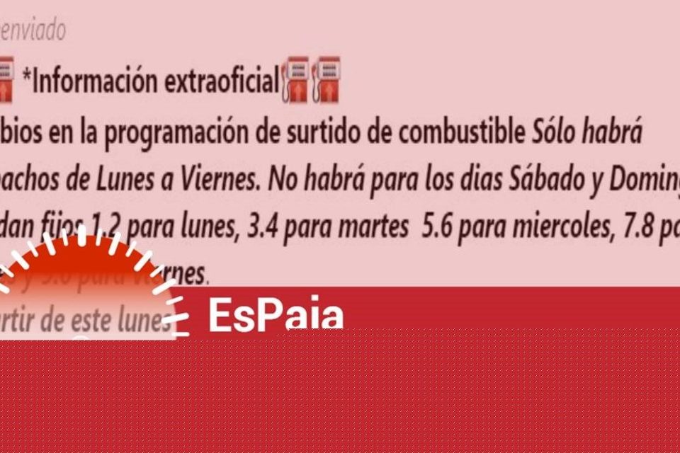 EsPaja gasolina cronograma cambio