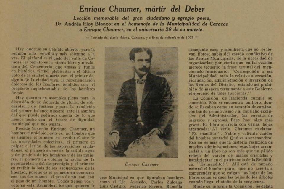Enrique Chaumer y Andrés Eloy Blanco, dos hombres-municipio