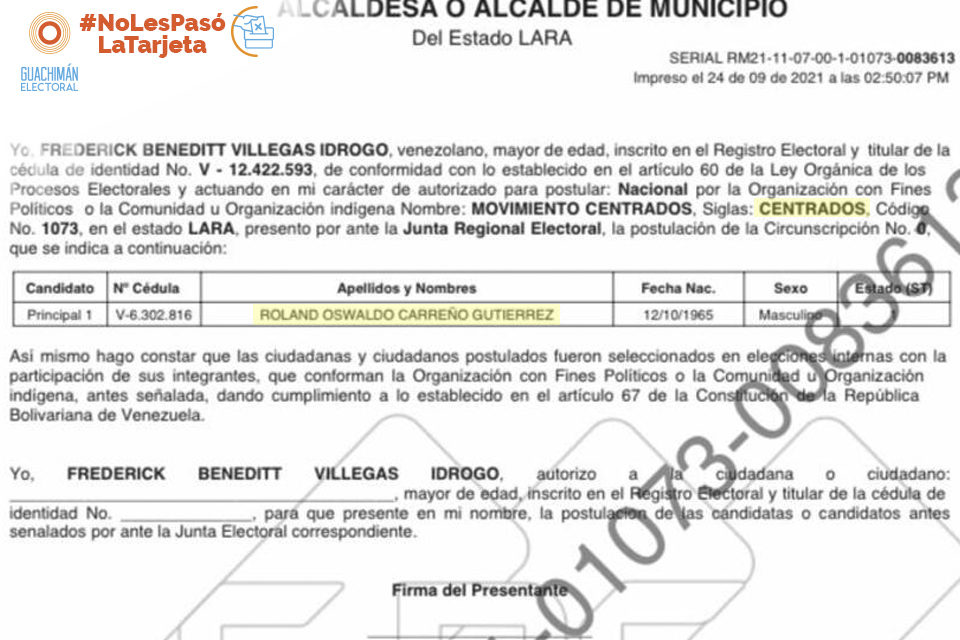 Roland Carreño Guachiman Electoral