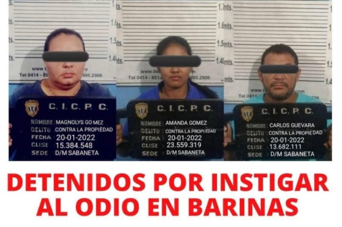 Barinas detenidos por instigación al odio