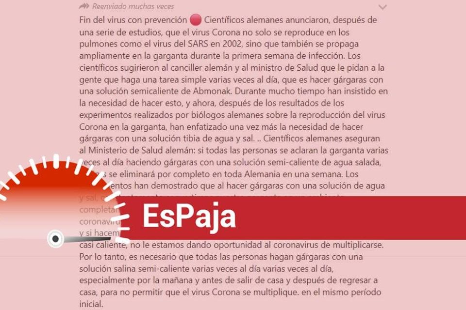 EsPaja covid-19 gargaras con sal