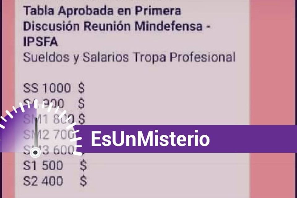 EsPaja salarios militares tabulador