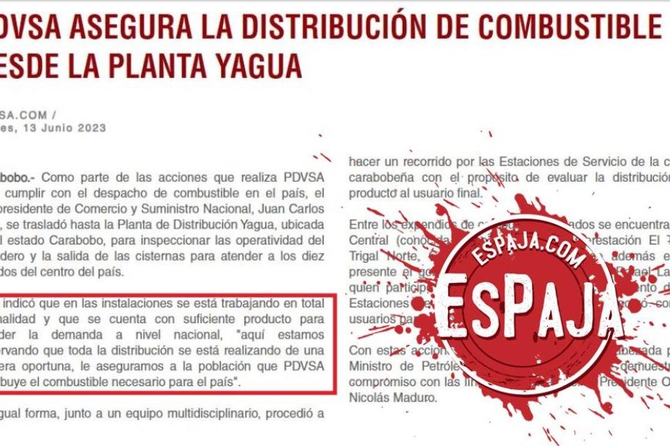 EsPaja combustible Pdvsa planta yagua
