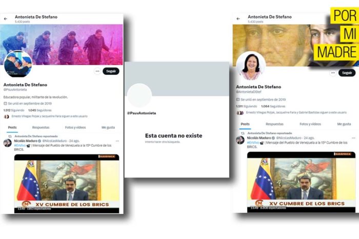 Por Mi Madre Antonieta De Stefano cambio Twitter