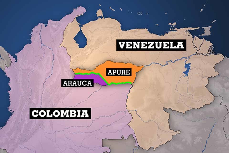 Apure Arauca mapa venezuela colombia