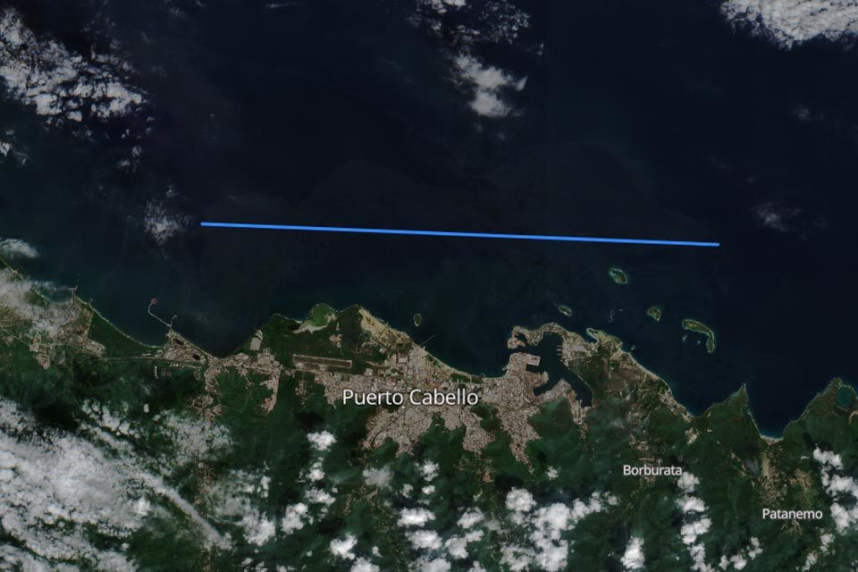 Derrame de El Palito según imágenes satelitales