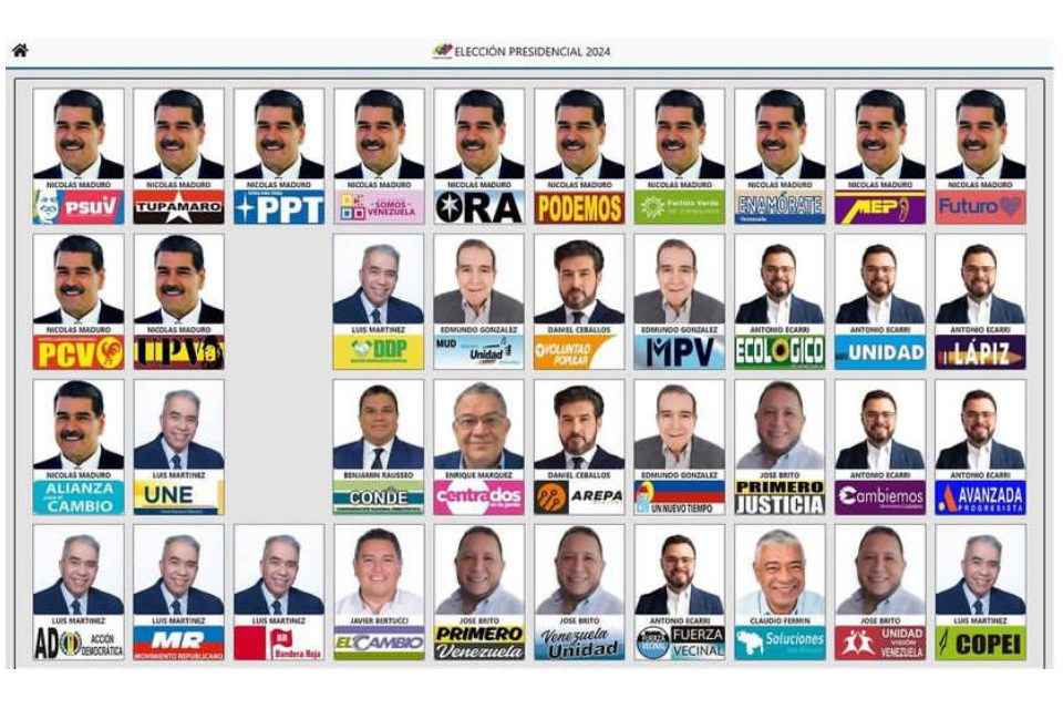 Boleta tarjetón electoral presidenciales 2024