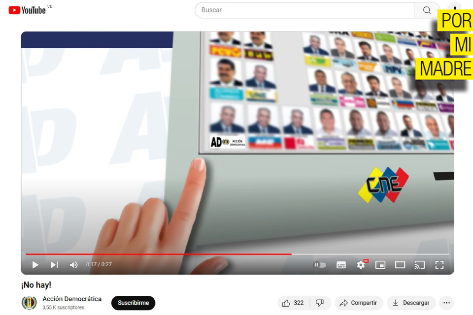 candidato Tarjetón cuña AD youtube por mi madre