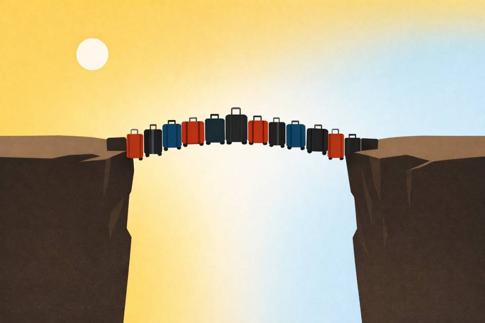 puente de maletas migrantes Steven E. Hendrix