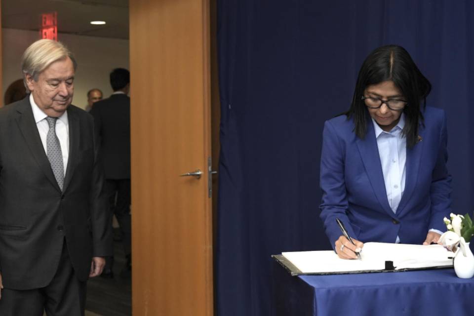 delcy rodríguez y guterres